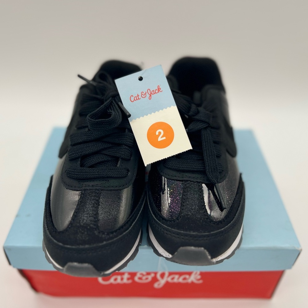 NEW: Kids / Toddler Ellison Lace-Up Sneakers Black - Cat & Jack with Box